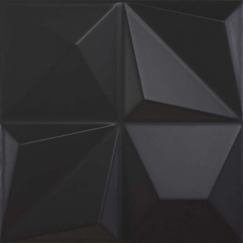 Carreau 3D pour mur intérieur - Faïence DUNE MULTISHAPES BLACK L. 25 x l. 25 cm x Ep. 9 mm
