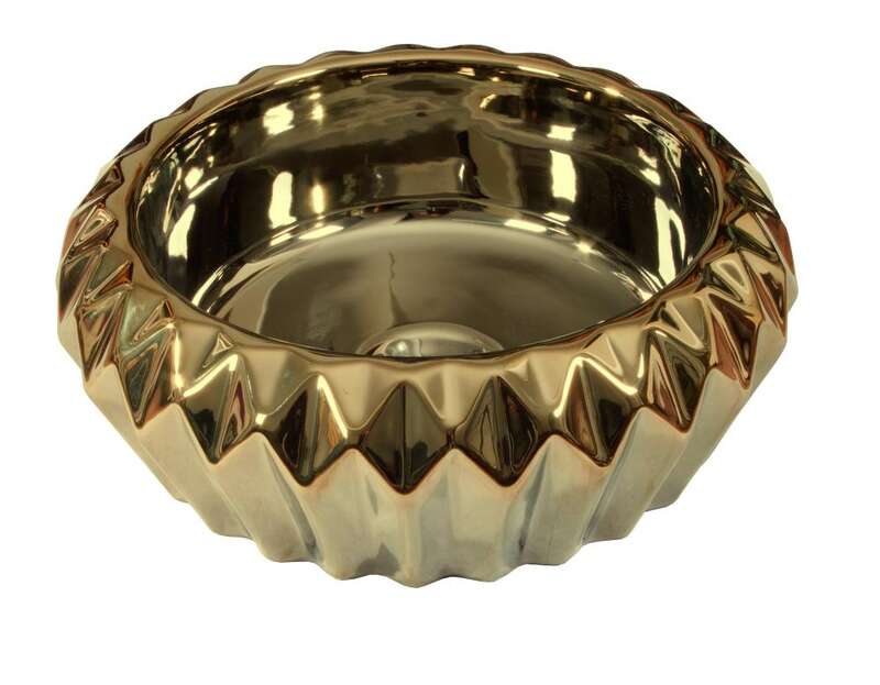 Vasque ronde à poser en porcelaine DUNE SELENE Ø. 40,5 x Ht. 15 cm - Light Gold