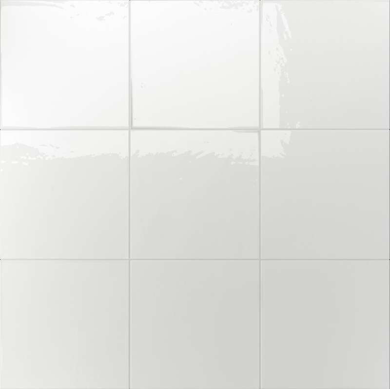 Carrelage pour sol/mur intérieur en grès cérame émaillé effet béton DUNE BERLIN White Glossy L. 14,7 x l. 14,7 cm x Ep. 8 mm