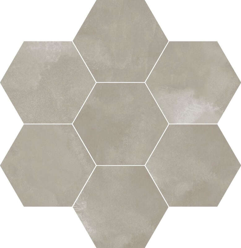 Carrelage hexagonal pour sol/mur intérieur en grès cérame émaillé effet béton DUNE BERLIN EXA Grey Matt L. 21,5 x l. 25 cm x Ep. 9 mm