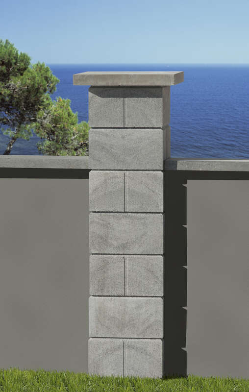 Élément de pilier SAS PILIER LISSE en pierre reconstituée pressée anthracite nuancé L. 30 x l. 30 x H. 17 cm
