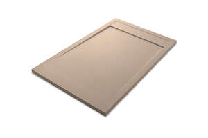 Receveur de douche résine rectangulaire MCBATH Andromeda Stone Cover Capuccino L. 140 x l. 100 cm x Ep. 30 à 35 mm