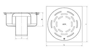 Siphon de sol ACO NETDRAIN standard sortie verticale DN100 en acier inoxydable - 300 x 300 mm