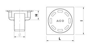 Siphon de douche ACO SHOWERDRAIN EKO sortie vericale DN40 en acier inoxydable sablé - 100 x100 mm