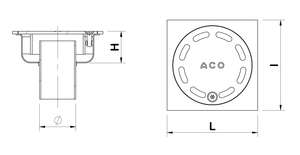 Siphon de sol ACO NETDRAIN standard sortie verticale DN40 en acier inoxydable - 100 x 100 mm
