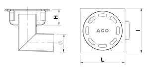 Siphon de douche ACO SHOWERDRAIN EKO sortie horizontale DN40 en acier inoxydable brillant - 100 x 100 mm