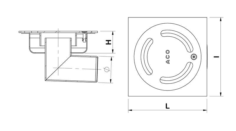 Siphon de sol ACO NETDRAIN standard sortie horizontale DN50 en acier inoxydable - 150 x 150 mm